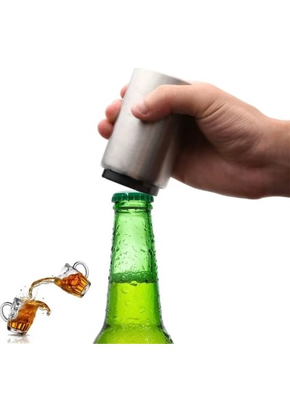 Renk Stili Paslanmaz Çelik Bira Şişe Açacağı. Otomatik Itmeli Tip Içecek Açacağı Yaratıcı Mutfak Bar Aracı Mıknatıslı Özelleştirilebilir Logo (Yurt Dışından)