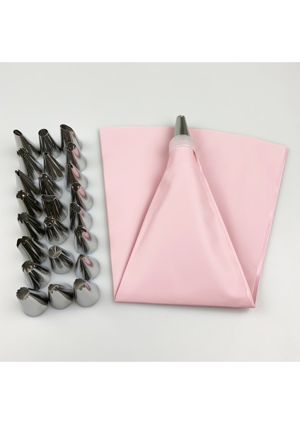 Rastgele Stil Wbboomıng Et Paslanmaz Pasta Torbası ve Meme Dıy Kek Aracı Yeniden Kullanılabilir Pişirme Mutfak Aracı 24 Meme + 1 Döner Birlik + 1 Torba (Yurt Dışından) fiyatları