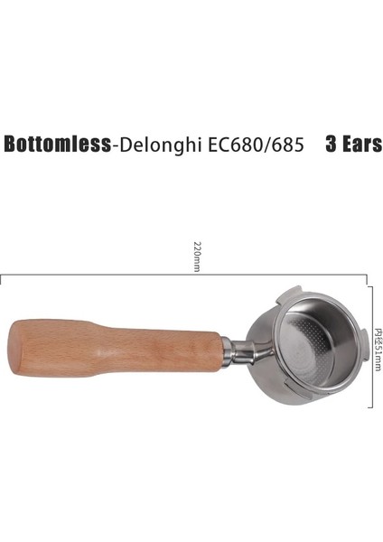 Dipsiz C1 Kayın Tarzı Delonghi Ec Paslanmaz Çelik Çift Ağızlı Ahşap Saplı Kahve Aksesuarları Için 51MM Portafilter Espresso Makinesi Aksesuarı (Yurt Dışından)