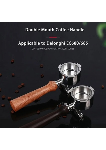 Dipsiz C1 Kayın Tarzı Delonghi Ec Paslanmaz Çelik Çift Ağızlı Ahşap Saplı Kahve Aksesuarları Için 51MM Portafilter Espresso Makinesi Aksesuarı (Yurt Dışından) fiyatları