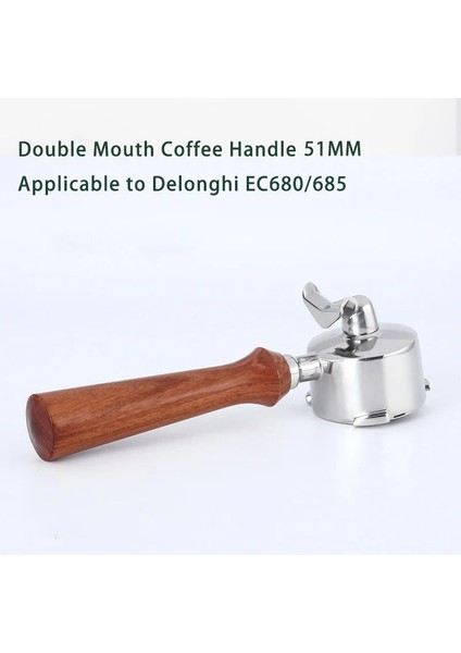 Dipsiz C1 Kayın Tarzı Delonghi Ec Paslanmaz Çelik Çift Ağızlı Ahşap Saplı Kahve Aksesuarları Için 51MM Portafilter Espresso Makinesi Aksesuarı (Yurt Dışından) modelleri