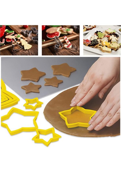 6 Adet Tarzı 6 Adet Setleri Noel Ağacı Kurabiye Kesici Kalıp Yıldız Şekli Fondan Kek Bisküvi Kesici Kalıpları 3D Kek Dekorasyon Araçları Pişirme Kalıpları (Yurt Dışından) modelleri