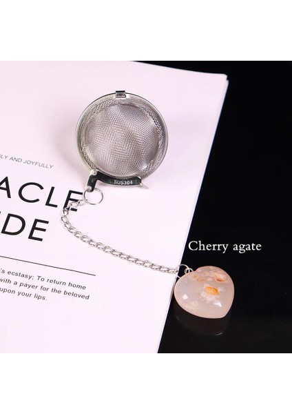 Kiraz Akik Stili 1 Adet Doğal Crytal Love Taş El Sanatları Kalp Şeklinde Kolye Paslanmaz Çelik Çay Makinesi Çay Filtresi Baharat Topu (Yurt Dışından)