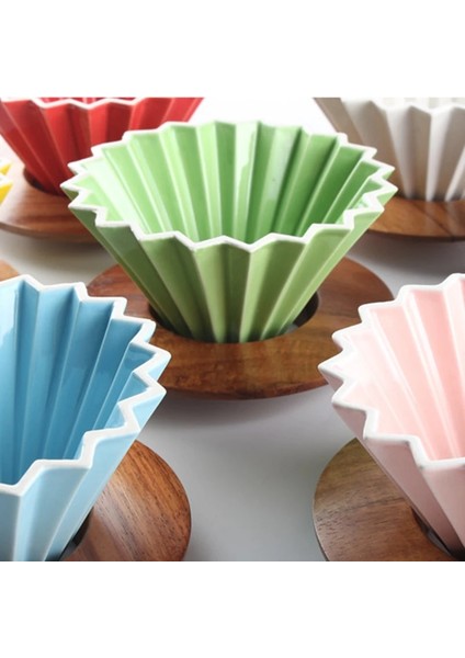 Sarı Stil 1-2kup Seramik Kahve Filtresi Yeniden Kullanılabilir Filtreler Kahve Makinesi Ahşap Standlı V60 Huni Damlatıcı Kek Filtre Fincan Kahve Aksesuarları (Yurt Dışından) fırsatları