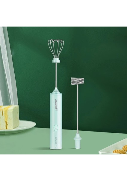 Yeşil Stil USB Şarj Elektrikli Çırpma Yumurta Çırpıcı 4 Hızlı Elektrikli Kahve Karıştırıcı Ev Süt Shaker Makinesi Frother Foamer Gıda Blender (Yurt Dışından)