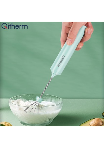 Yeşil Stil USB Şarj Elektrikli Çırpma Yumurta Çırpıcı 4 Hızlı Elektrikli Kahve Karıştırıcı Ev Süt Shaker Makinesi Frother Foamer Gıda Blender (Yurt Dışından)