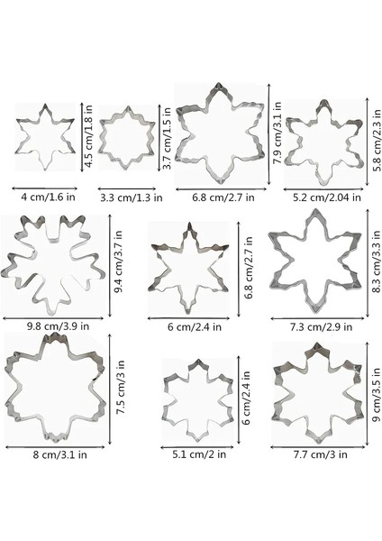 10 Adet Kar Tanesi Tarzı Et Çerez Kesici Bisküvi Kalıbı Paslanmaz Çelik Gülen Tipi Dıy Çerez Bisküvi Kalıbı Kek Pişirme Araçları Mutfak Bakeware Kalıp (Yurt Dışından)