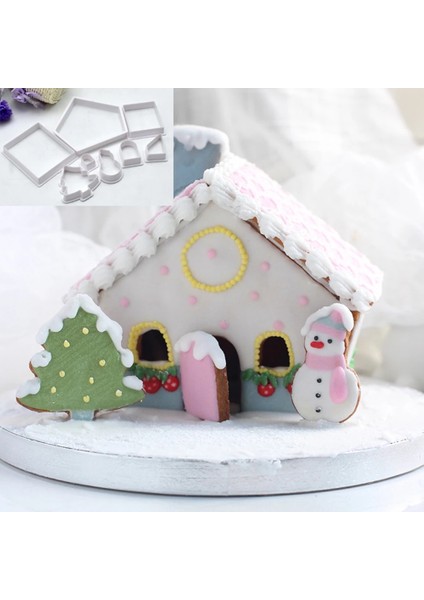 Et 3D Noel Kurabiye Kesiciler Kek Kurabiye Kalıbı Fondan Kesici Dıy Pişirme Araçları Noel Evi Şeker Zanaat Pişirme Plastik Kalıp (Yurt Dışından) modelleri