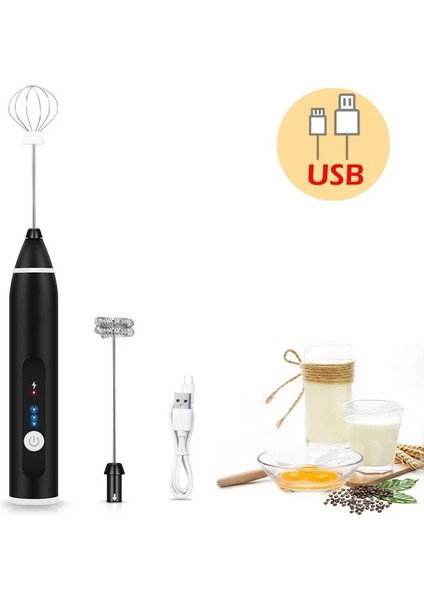 Beyaz Stil USB Elektrikli Yumurta Çırpma Otomatik Saplı Köpük Kahve Makinesi Yumurta Çırpıcı Cappuccino Frother Taşınabilir Mutfak Süt Krema Aracı (Yurt Dışından)
