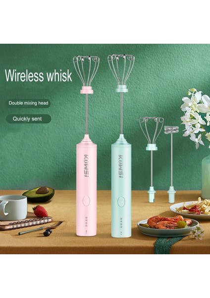 Yeşil Stil USB Şarj Elektrikli Çırpma Yumurta Çırpıcı 4 Hızlı Elektrikli Kahve Karıştırıcı Ev Süt Shaker Makinesi Frother Foamer Gıda Blender (Yurt Dışından)