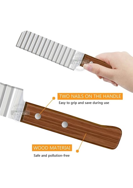 Paslanmaz Çelik Patates Dilimleyici Ahşap Saplı Sebze Kesici Dalgalı Meyve Bıçağı Bıçağı Patates Kızartması Makinesi Mutfak Aletleri (Yurt Dışından) fiyatları