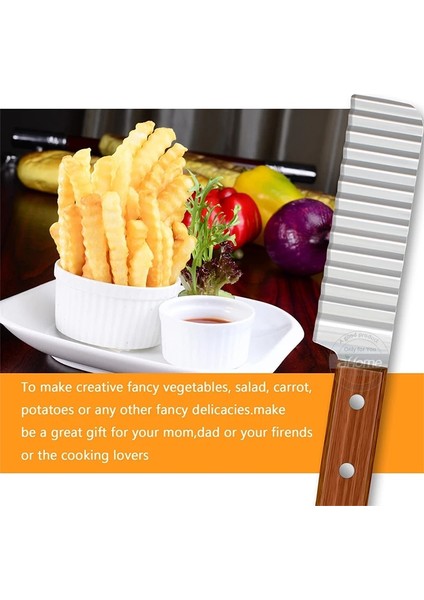 Paslanmaz Çelik Patates Dilimleyici Ahşap Saplı Sebze Kesici Dalgalı Meyve Bıçağı Bıçağı Patates Kızartması Makinesi Mutfak Aletleri (Yurt Dışından) modelleri