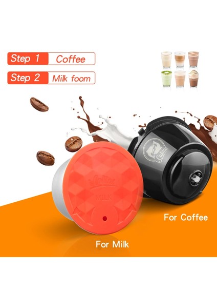 1süt Kapsül1 Kaşık Stili Nescafe Dolce Gusto Için Yeniden Kullanılabilir Kahve ve Süt Köpüğü Kapsülleri Doldurulabilir Kahve Filtresi Latte Makinesi (Yurt Dışından)