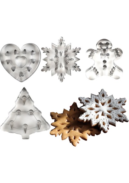 Kalp Tarzı 3D Noel Kurabiye Kalıpları Büyük Boy Fondan Kar Tanesi Zencefilli Kalp Bisküvi Kesici Paslanmaz Çelik Dıy Çerez Araçları Kalıp (Yurt Dışından) fiyatları