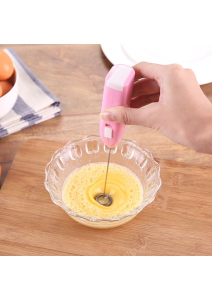 Pembe Stil Mini Paslanmaz Elektrikli El Yumurta Çırpıcı Ev Mutfak Çelik Kahve Süt Çay Blender Çırpma Kremi Karıştırma Pil Yok (Yurt Dışından)