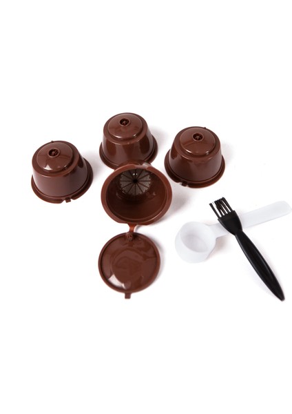 Kraliyet Mavisi Tarzı 4 Adet Yeniden Kullanılabilir Kahve Kapsül Filtre Fincan Kahve Kapsül Filtreleri Nespresso Dolce Gusto Kaşık ve Fırça ile Mutfak Kahve Araçları (Yurt Dışından) fiyatları