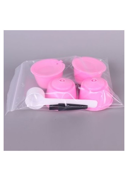 Pembe Tarzı Taşınabilir Yeniden Kullanılabilir Kahve Kapsül Filtre Fincan Kahve Kapsül Filtreleri Nespresso Dolce Gusto Kaşık ve Fırça ile Mutfak Aracı (Yurt Dışından)