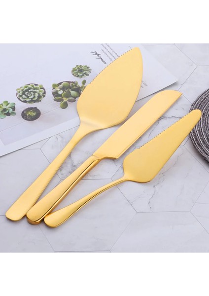 No.3 Set Stili Altın Paslanmaz Çelik Kek Kürek Bıçağı Pizza Peynir Sunucusu Kek Bölücü Bıçaklar Pişirme Araçları Fırın Mutfak Eşyası (Yurt Dışından) modelleri