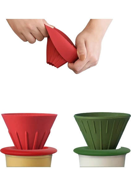 Siyah Stil Gökkuşağı Şeker Renk V60 Kahve Damla Filtre Fincan Barista Silika Tersinir Katlanabilir Açık Havada Kahve Damlatıcı Filtre Fincan (Yurt Dışından)