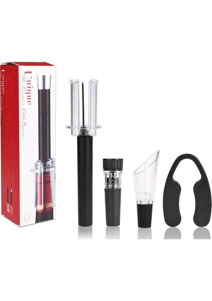 01-Açıcı Set Stili Hava Pompası Şarap Şişe Açacağı Hava Basıncı Vakum Kırmızı Şarap Tıpası Bira Kapağı Açacağı Tirbuşon Mantarları Dışarı Aracı Paslanmaz Çelik Pim (Yurt Dışından)