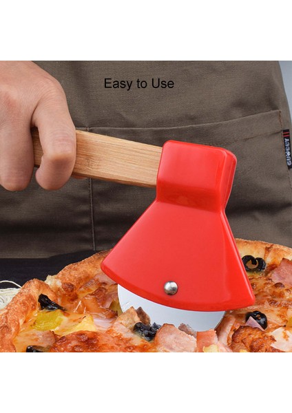 Kırmızı Stil Balta Ahşap Saplı Pizza Kesici Döner Bıçak Ev Mutfak Kesme Aleti Pizza Kesici Tekerlek Seti Bıçak Öğütücü (Yurt Dışından) fırsatları