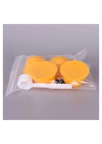 Sarı Stil 4 Adet Yeniden Kullanılabilir Kahve Kapsül Filtre Fincan Kahve Kapsül Filtreleri Nespresso Dolce Gusto Kaşık ve Fırça ile Mutfak Kahve Araçları (Yurt Dışından)