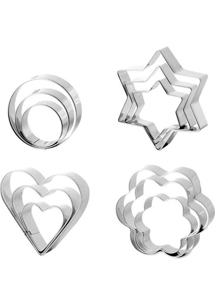 12 Adet Tarzı Et Paslanmaz Çelik Kurabiye Bisküvi Dıy Kalıp Yıldız Kalp Yuvarlak Çiçek Şekli Kesici Pişirme Kalıp Araçları Piston Bakeware (Yurt Dışından)