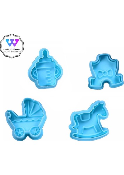 4 Adet Tarzı Et Bebek Tipi Plastik Pişirme Kalıp Mutfak Bisküvi Kurabiye Kesici Pasta Piston 3D Fondan Kek Dekorasyon Araçları (Yurt Dışından)