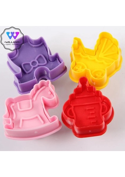 4 Adet Tarzı Et Bebek Tipi Plastik Pişirme Kalıp Mutfak Bisküvi Kurabiye Kesici Pasta Piston 3D Fondan Kek Dekorasyon Araçları (Yurt Dışından)