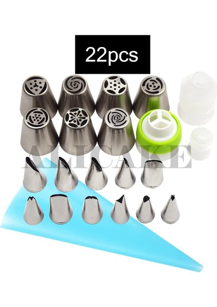 22 Adet Tarzı Russiag Ipuçları Krem Nozullar Kek Aracı Için Set G Pasta Torbası Pasta ve Fırın Aksesuarları Kek Dekorasyon Araçları (Yurt Dışından)