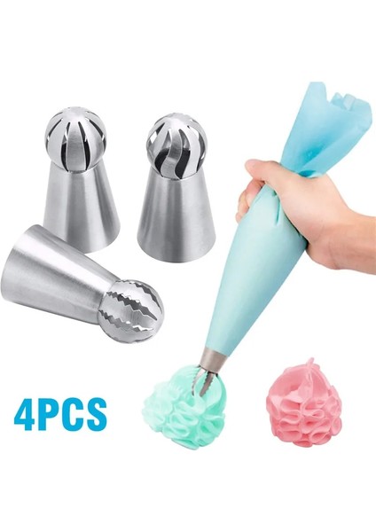 Pembe 4 Adet Tarzı Licone Mutfak Aksesuarları Dondurma G Krem Pasta Torbası + 3 Paslanmaz Çelik Nozul Seti Dıy Kek Dekorasyon Ipuçları Seti Aracı (Yurt Dışından) modelleri