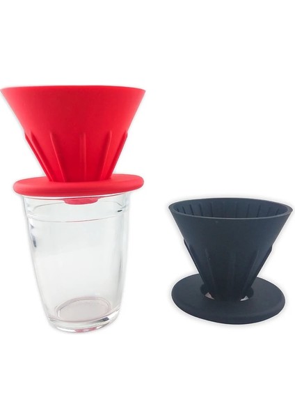 Siyah Stil Gökkuşağı Şeker Renk V60 Kahve Damla Filtre Fincan Barista Silika Tersinir Katlanabilir Açık Havada Kahve Damlatıcı Filtre Fincan (Yurt Dışından)