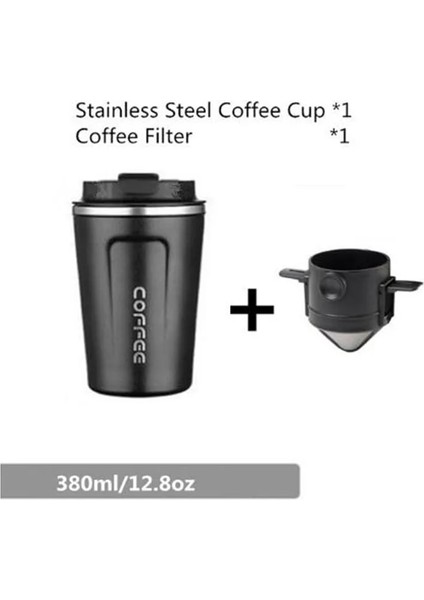 Siyah Stil Yeniden Kullanılabilir Kahve Filtresi Taşınabilir Kahve Seyahat Kupa El Yapımı Kahve Damlatıcı Çay Bardağı Seti Cezve Kahve Gereçleri (Yurt Dışından)