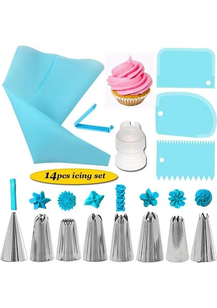 Mavi Stil Ake Buzlanma Torbası Nozul Seti G Ipuçları Pasta Süsleme Kiti Pasta Buzlanma Torbaları Krema Sıyırıcılar Çoğaltıcı Set Dıy Pasta Dekoru (Yurt Dışından) modelleri