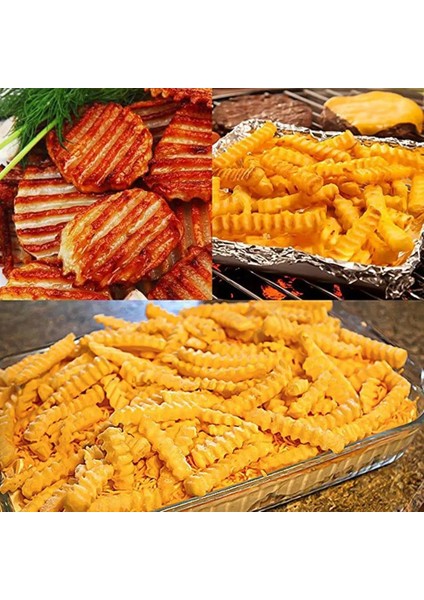 Şerit Çelik Patates Dilimleyici Hamur Sebze Meyve Kırışık Dalgalı Dilimleme Bıçağı Patates Kesici Doğrayıcı Fransız Fry Maker Araçları (Yurt Dışından)