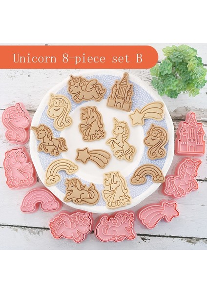 Et Çerez Kesiciler Plastik 3D Unicorn Şekli Karikatür Basılabilir Bisküvi Kalıbı Çerez Damgası Mutfak Pişirme Pasta Bakeware Aracı (Yurt Dışından)