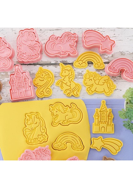Et Çerez Kesiciler Plastik 3D Unicorn Şekli Karikatür Basılabilir Bisküvi Kalıbı Çerez Damgası Mutfak Pişirme Pasta Bakeware Aracı (Yurt Dışından) fırsatları