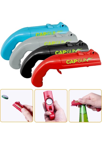 Mavi Stil Taşınabilir Kapaklı Tabanca Yaratıcı Uçan Kapak Başlatıcı Şişe Bira Açacağı Bar Aracı Içecek Açma Tabancası Şekilli Şişe Kapakları Atıcı Kırmızı Gri (Yurt Dışından)
