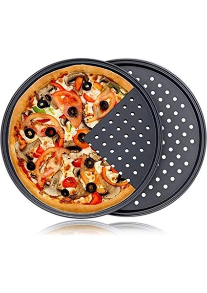 24.5cm Tarzı cm Karbon Çelik Yapışmaz Pizza Fırın Tepsisi Örgü Tepsi Plakası Yuvarlak Derin Dzza Pan Tepsi Kalıbı Bakeware Pişirme Aracı Yenı (Yurt Dışından)