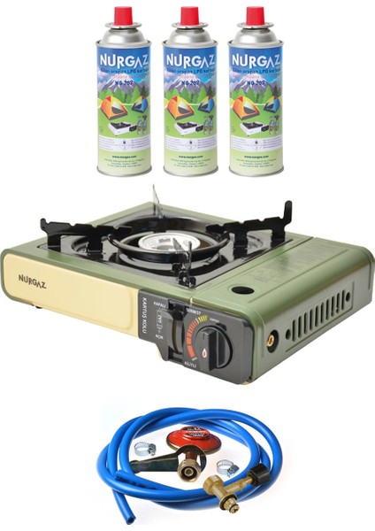 Ng 501 Çantalı Tekli Portatif Ocak + 3 Adet Kartuş +Hortum Dedantör Musluk Set