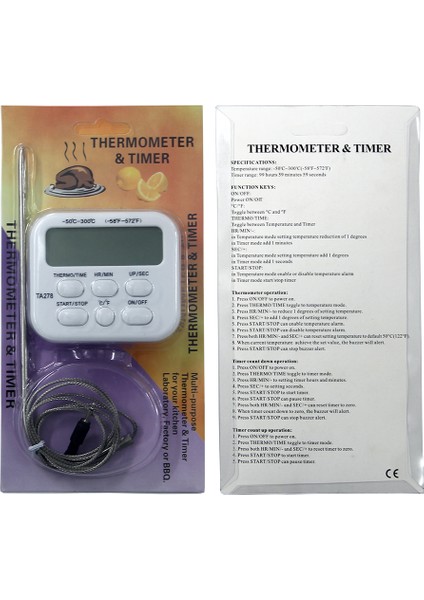 Beyaz Stil Ortable Dijital Gıda Termometresi Kablosuz Ev Mutfak Pişirme Barbekü Et Termometre Alarm Zamanlayıcı (Yurt Dışından)