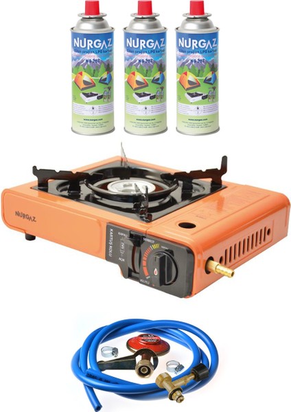 Ng 501 Çantalı Tekli Portatif Ocak + 3 Adet Kartuş +Hortum Dedantör Musluk Set