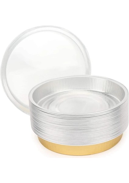 Altın Tarzı Kapaklı Yuvarlak Folyo Tava, 6'lı Alüminyum Folyo Pizza Tavası Tek Kullanımlık Fırın Tavası Teneke Tart Tavaları Fırın Folyo Tavaları (Yurt Dışından)