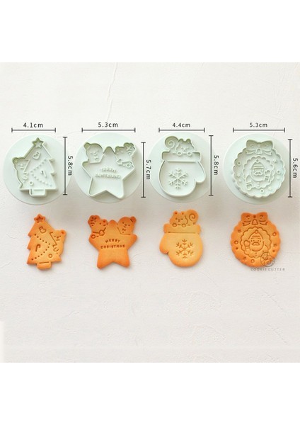 4 Adet Noel B Tarzı Sevgililer Günü Sandviç Bisküvi Kalıbı 3D Kurabiye Presleme Kalıp Çiçek Aşk Kalp Meyve Hayvan Kedi Noel Şekli Pişirme Kalıbı (Yurt Dışından)