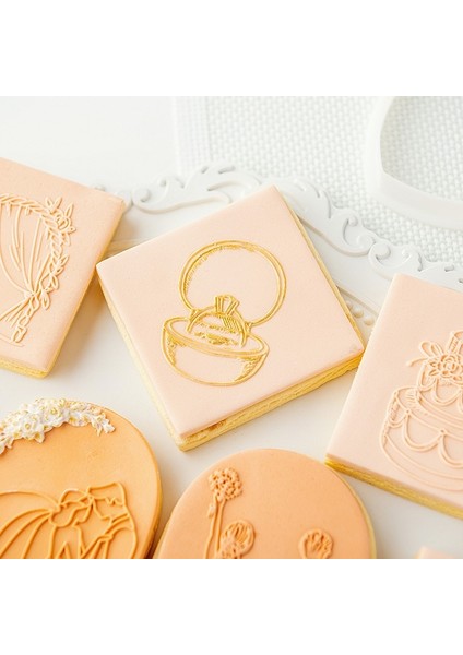 PC0026 QA0024 Stili Akrilik Kabartmalı Kek Kalıbı Gelinlik Gelin Yüzüğü Çerez Basın Damgası Embosser Kesici Fondan Şeker El Sanatları Kek Dekorasyon Araçları (Yurt Dışından) modelleri