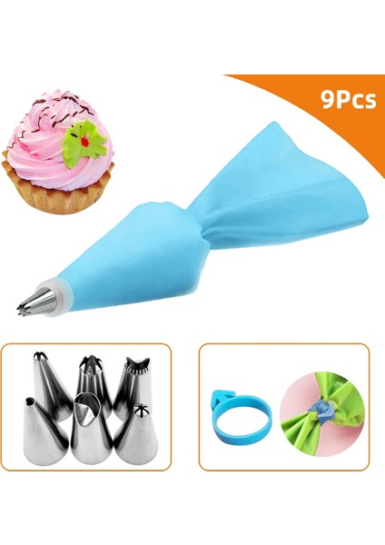 9 Adet--Mavi Tarzı Et Silikon Pasta Torbası Ipuçları Mutfak Dondurma G Kremalı Kek Dekorasyon Araçları Yeniden Kullanılabilir Pasta Torbaları 24 Nozul Seti (Yurt Dışından)