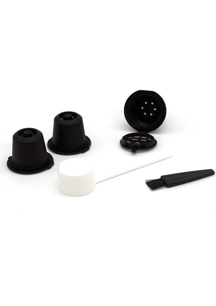 Siyah Stil 3 Parça Doldurulabilir Yeniden Kullanılabilir Nespresso Kahve Kapsülü Kaşık Fırçalı Fincan Siyah Doldurulabilir Kahve Kapsülü Dolum Filtre Kahve (Yurt Dışından)