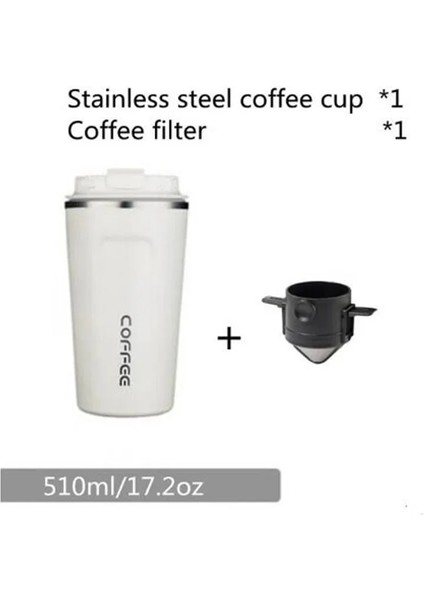 510ML Beyaz Stil Yeniden Kullanılabilir Kahve Filtresi Taşınabilir Kahve Seyahat Kupa El Yapımı Kahve Damlatıcı Çay Bardağı Seti Cezve Kahve Gereçleri (Yurt Dışından)