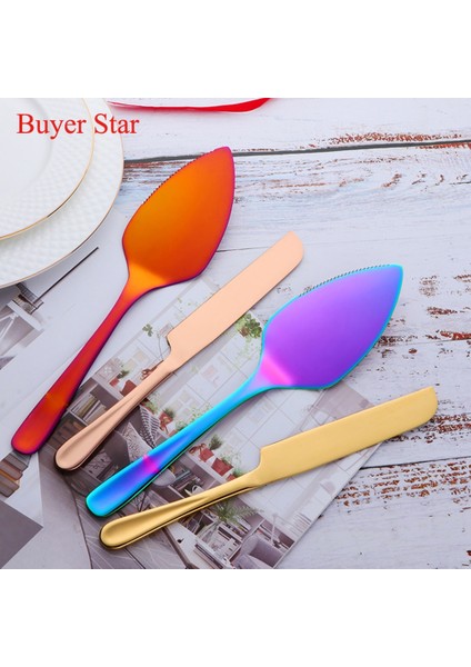Mavi Stil Et Kek Kürek Kesici Paslanmaz Çelik Peynir Pizza Pasta Pasta Spatulaları Sunuculu Altın Ekmek Bıçağı Pişirme Pişirme Araçları (Yurt Dışından) fiyatları