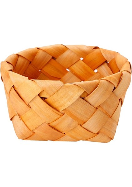 El Dokuması Yuvarlak Meyve Ekmek Ahşap Piknik Saklama Sepeti 17X7.5CM (Yurt Dışından)